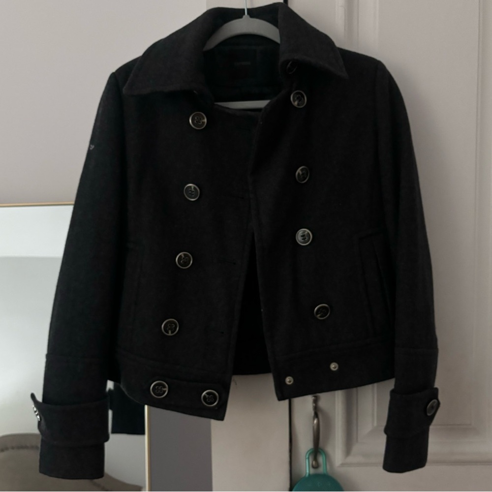 Express Grey Wool Peacoat